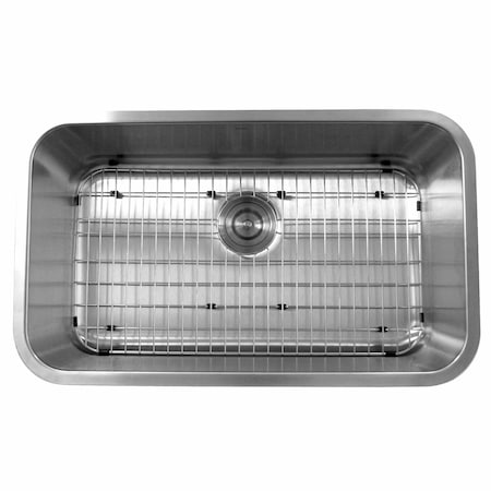 Nantucket Sinks 30In. Large Rectangle Single Bowl Undermount Stainless Steel Kitchen Sink, 9In.es Deep NS3018-9-16